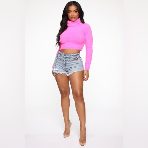 FASHIONOVA Being Cozy Fuzzy Sweater, Neon Lime & Neon Pink, Small - Picture 10 of 12